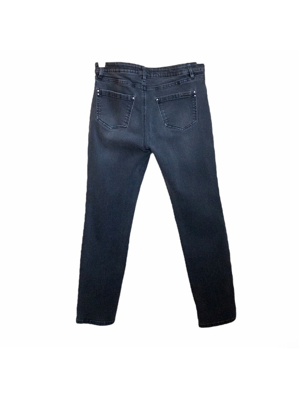 Joseph Ribkoff High Rise Black Faded Stretch Denim Jeans Cropped Womens Size 8 - Picture 7 of 13